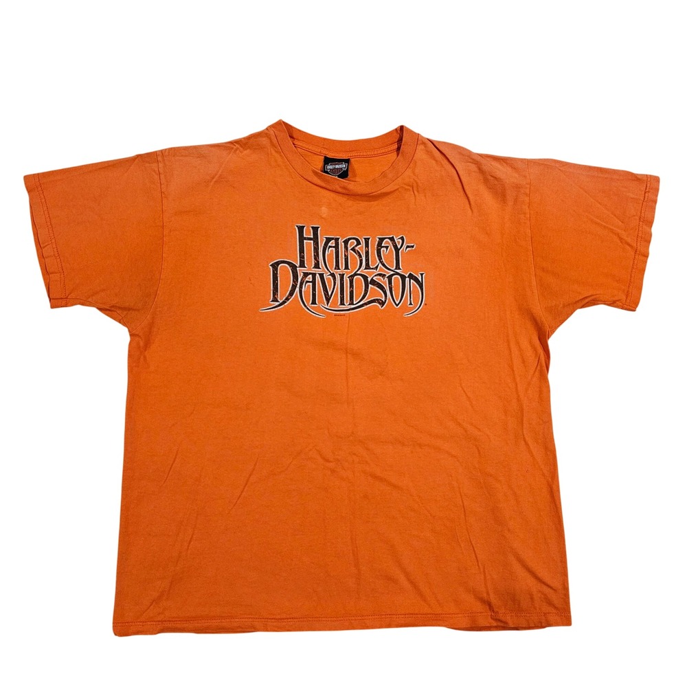 Harley Davidson Men 2X Orange Orlando Florida USA Graphic T-Shirt Biker Tee